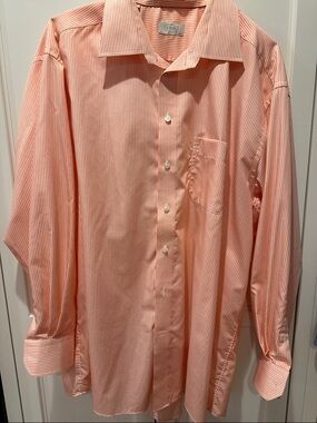 Eton Men's Peach-Striped Dress Shirt size 18 1/2 neck. Perfect condition!!